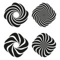 Swirl vortex circles. Abstract geometric motion. Black white contrast. Vector pattern.