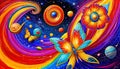 swirl wave stars planet universe vibrant butterfly life color