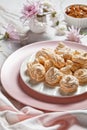 Swirled meringue cookies served on a white plate Royalty Free Stock Photo