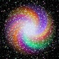 Swirling abstract colorful strippy ball in dark universe