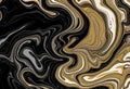 Swirling abstract pattern composed of black, white, gold, and gray, resembling a marbleized effect Royalty Free Stock Photo