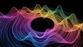 Swirling abstract rainbow colored lines forming a vortex on black background Royalty Free Stock Photo