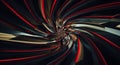 Swirling abstract tunnel composed of sharp, angular shapes in black, red, and Royalty Free Stock Photo