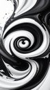 Swirling black and white liquid abstract pattern with dynamic curves and glossy texture Royalty Free Stock Photo