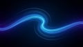 Swirling Blue Neon Light Streaks Creating a Dynamic Abstract Flowing Wave Pattern on Black Royalty Free Stock Photo