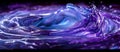 Swirling Blue and Purple Bubble With Water Droplets