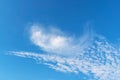 Swirling cirrus clouds in a blue sky. Royalty Free Stock Photo