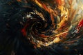 Swirling Dance of Red, Yellow, and Black Paint Creating Abstract Art Royalty Free Stock Photo