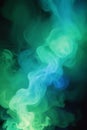 Swirling of dense smoke with green and blue lighting on dark background abstract art Royalty Free Stock Photo