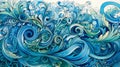 Swirling Depths: A Closeup Illustration of a Majestic Blue-Green