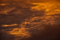 Swirling evening clouds illuminated by the setting sun Royalty Free Stock Photo