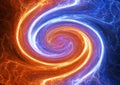 Swirling fire and ice plasma lightning