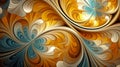 Swirling fractal design with blue and golden hues. Concept of elegance, fluidity, and digital graphics. Beautiful