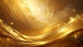 Swirling golden liquid waves with sparkling glitter and bright light effects abstract Royalty Free Stock Photo