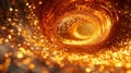 Abstract Golden Sparkling Vortex Background - Swirling Glitter Dust Particles Royalty Free Stock Photo