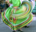 Swirling green Mexican dance dress