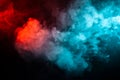 Swirling isolated colored smoke: blue, red, orange, pink; Scroll