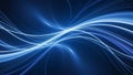 Abstract flowing luminous blue light trails creating a dynamic energetic wave pattern on a dark background Royalty Free Stock Photo