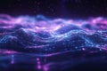 A swirling mass of digital particles forming a glowing artificial intelligence core. The futuristic