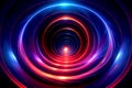 Swirling Neon Circles With Red Blue Purple Lights And Dark Background abstract Royalty Free Stock Photo