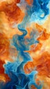 Swirling orange and blue smoke pattern, abstract art. Creative energy and movement concept Royalty Free Stock Photo