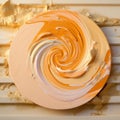 Swirling Orange And White Painting On A White Plate