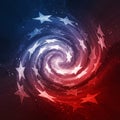 Swirling pattern with red and blue hues, featuring numerous white stars creating a spiral effect Royalty Free Stock Photo