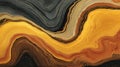 Swirling patterns of yellow, brown, and black move across a surface in an abstract design created by paint or ink Royalty Free Stock Photo