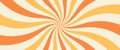 Swirling radial ice cream background. Orange groovy vortex spiral twirl. Twirl sunburst psychedelic pattern. Orange