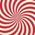 Swirling radial vortex background. White and red stripes swirling around the center of the square. Royalty Free Stock Photo