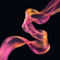 Swirling ribbon of pink and orange dances against a black background, embodying fluidity and grace. Abstract image of