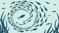 Swirling School of Fish Seamless Pattern Vector, Abstract Ocean Movement, vector design Generative AI Royalty Free Stock Photo