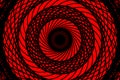 Swirling spiral net pattern on red background