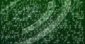 Swirling spiral vortex of green binary digits flowing in virtual space, with layered code streams Royalty Free Stock Photo