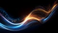 A swirling stream of vibrant, glowing particles forms a dynamic, colorful wave against a dark backdrop