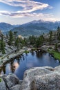 Swirling Sunset Clouds above Gem Lake and Longs Peak Royalty Free Stock Photo