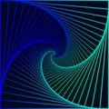 Swirling symbol. Optical illusion. Twisted square. 3D wireframe abstract tunnel. Vector illustration