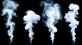 Swirling tornadoes of smoke create captivating patterns against a sleek black backdrop, showcasing dynamic movement Royalty Free Stock Photo