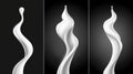 Swirling tornadoes of smoke create captivating patterns against a sleek black backdrop, showcasing dynamic movement Royalty Free Stock Photo