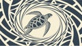Swirling Turtle Geometric Pattern, Ancient Tribal Art, vector design Generative AI Royalty Free Stock Photo