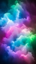 Swirling vibrant rainbow colored clouds illuminated by internal lightning strikes creating a dramatic and energetic abstract sky Royalty Free Stock Photo