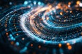 A swirling vortex of AI-powered energy, forming an intricate holographic representation of deep