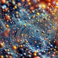 Binary Vortex: Whirling Orange and Blue Spheres in Digital Harmony, generative ai