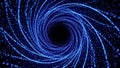 Swirling vortex of blue glowing particles creating a tunnel effect abstract Royalty Free Stock Photo