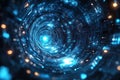 Futuristic Digital Tunnel with Blue and Orange Lights Abstract Background Showing Data Flow and Technology Royalty Free Stock Photo