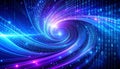 Swirling vortex of digital data and binary code in vibrant blue and purple hues image photo Royalty Free Stock Photo