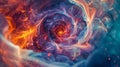 A swirling vortex of fire and blue in a digital painting, AI Royalty Free Stock Photo