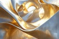 Swirling vortex of metallic gold and silver abstract sculpture with light play Royalty Free Stock Photo