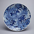 Swirling Vortexes: Blue And White Plate With Caravaggesque Chiaroscuro Royalty Free Stock Photo
