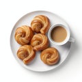 Swirling Vortexes: A Delightful Plate Of Pastries And Coffee